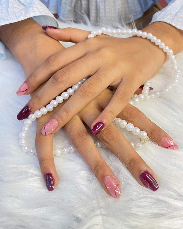 Real Luxtique student nail look — Embossed Nail Art (Bridal)