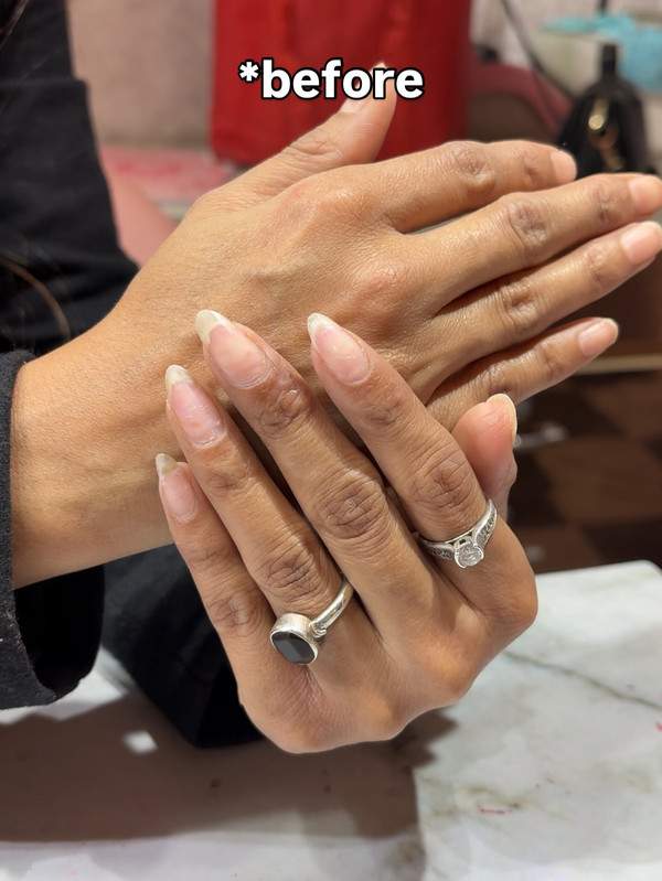 Real Luxtique student nail look — Baby Boomer (Bridal)